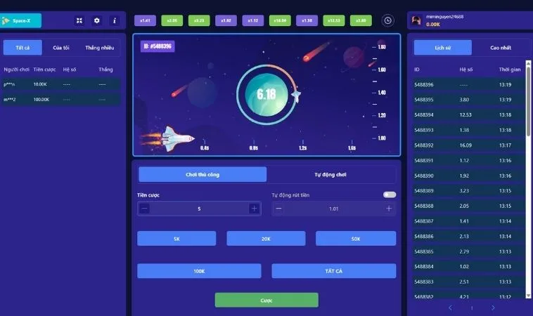 Giao diện chơi game nhanh ZetX Tại 2Bong88